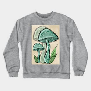 Green Wild Mushroom, Vintage Portrait Style Crewneck Sweatshirt